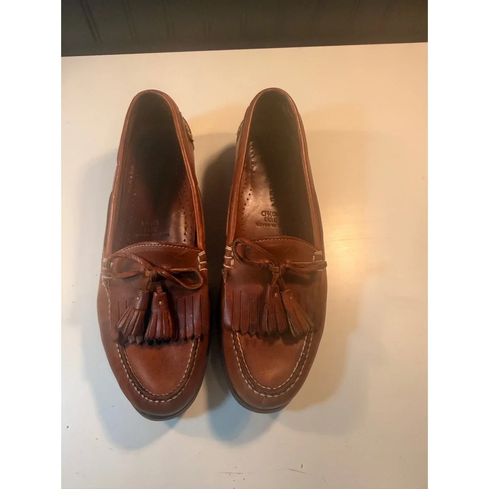 Cole Haan Mens 10.5 D Tan Leather Kiltie Tassel Loafers 3133 Made in Brazil